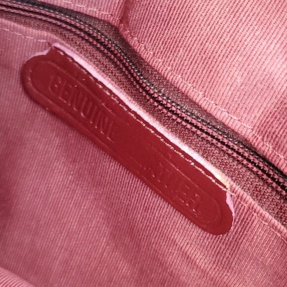 Vintage FS Originals Clutch Purse Genuine Leather Red Gold Envelope Zipper READ - Picture 10 of 14